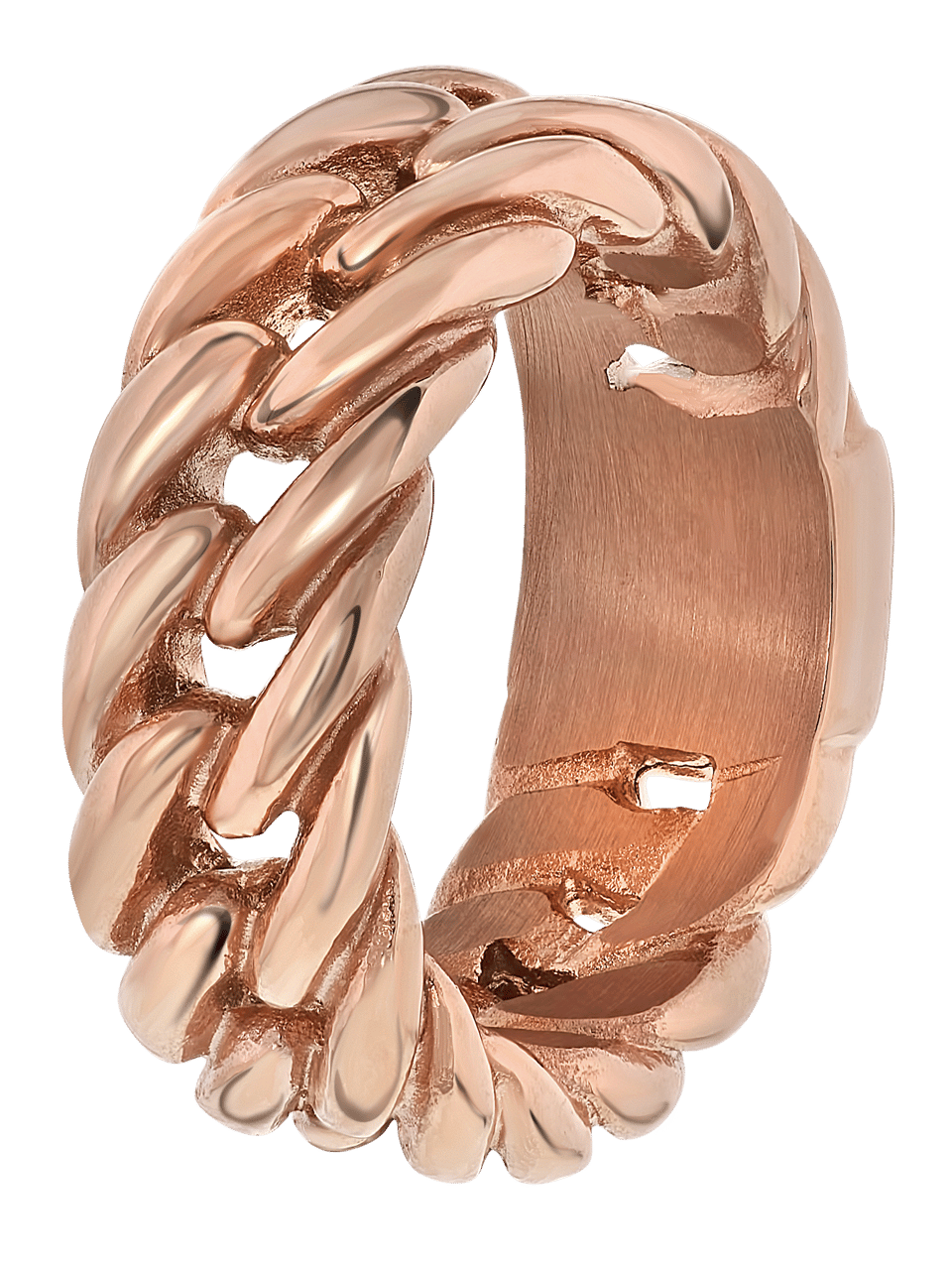Stainless steel ring roseplated gourmetschakel