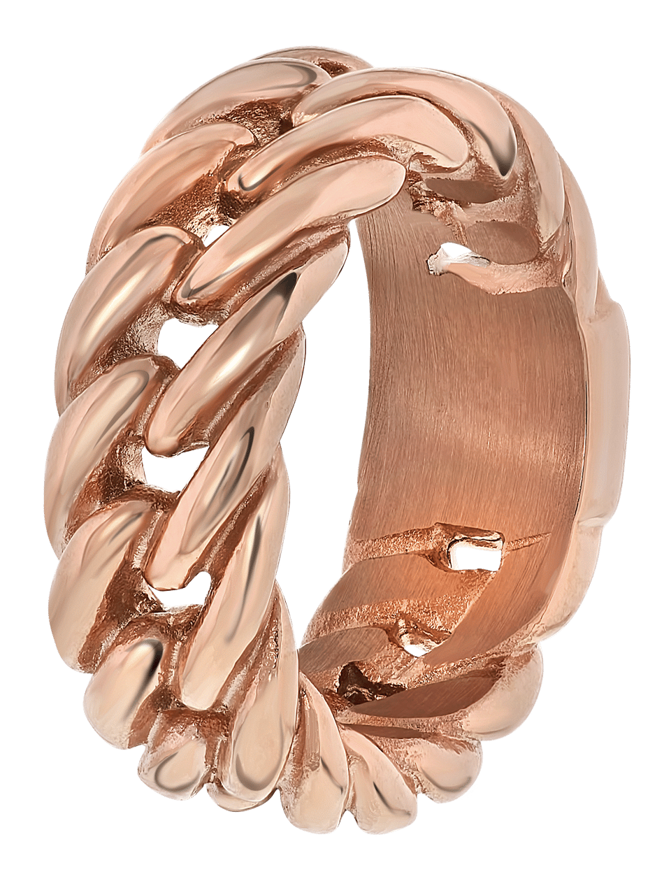 Stalen ring roseplated gourmetschakel