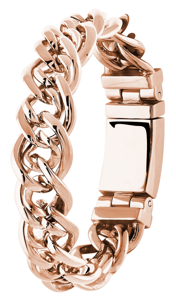 Stainless steel armband met schakel roseplated