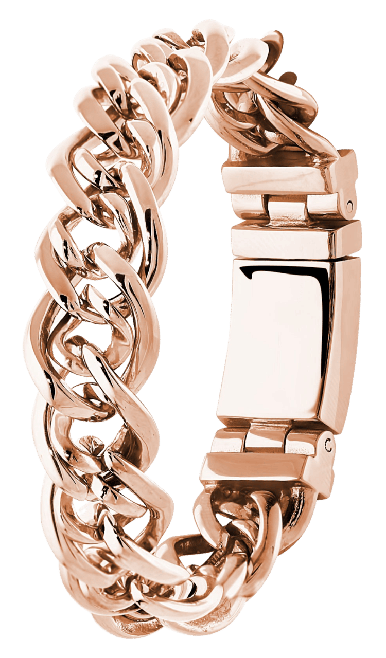 Stalen roséplated schakelarmband voor dames