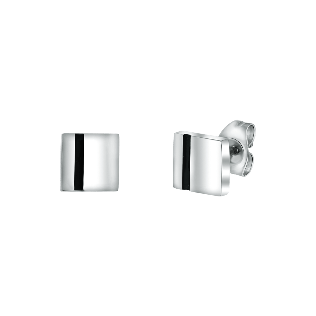 Gerecycled stainless steel oorbellen met zwarte accenten