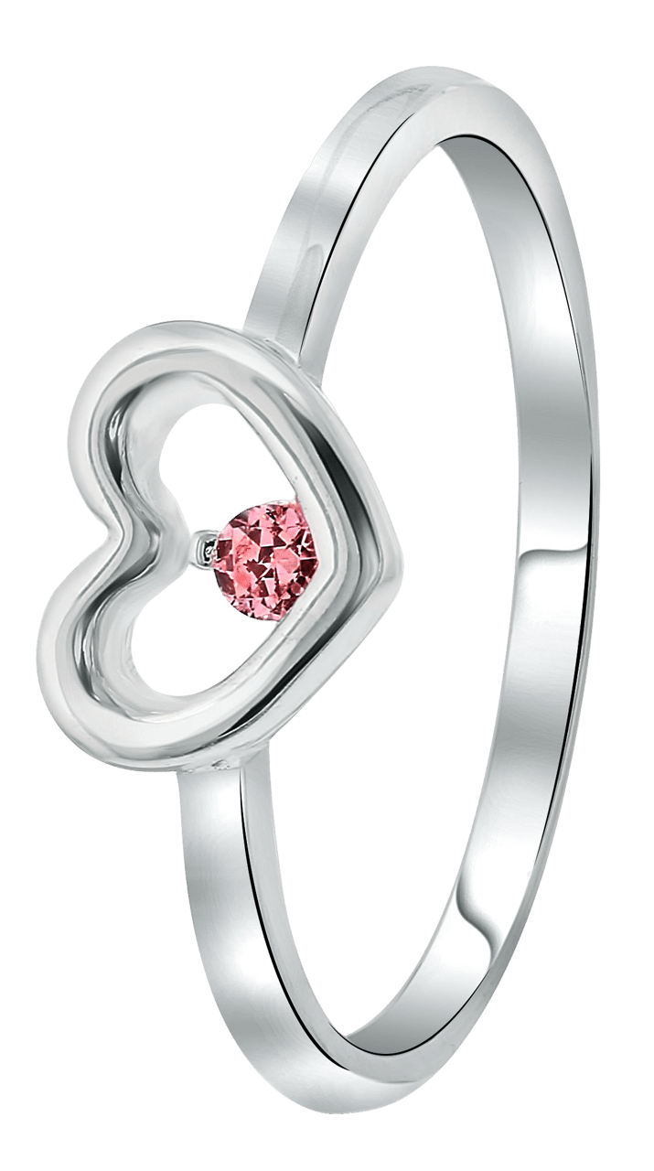 Zilveren ring hart met roze zirkonia