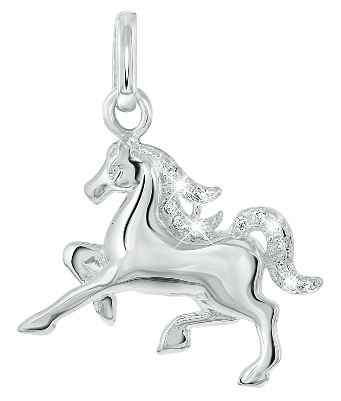 Silberne Kette & Charms Pferd mit Zirkonia