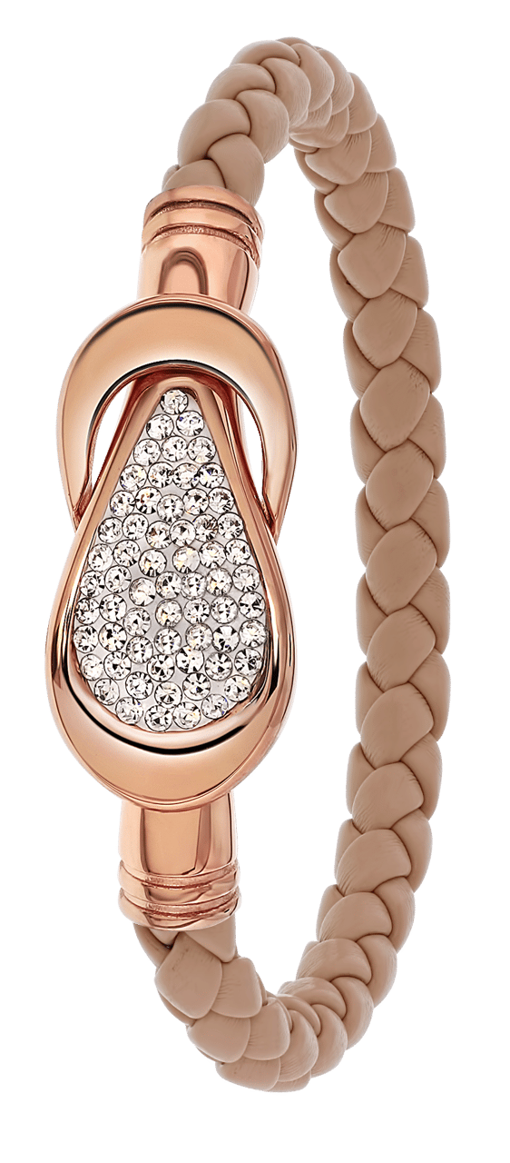 Stalen roséplated fantasiearmband zonder hanger met kristal voor dames