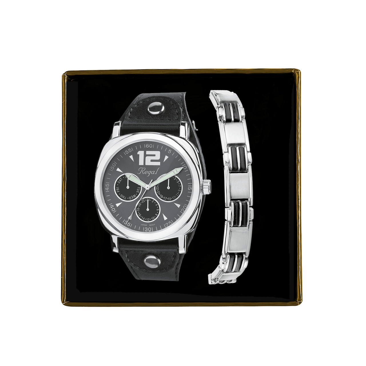Gerecycled stalen set armband & regal horloge