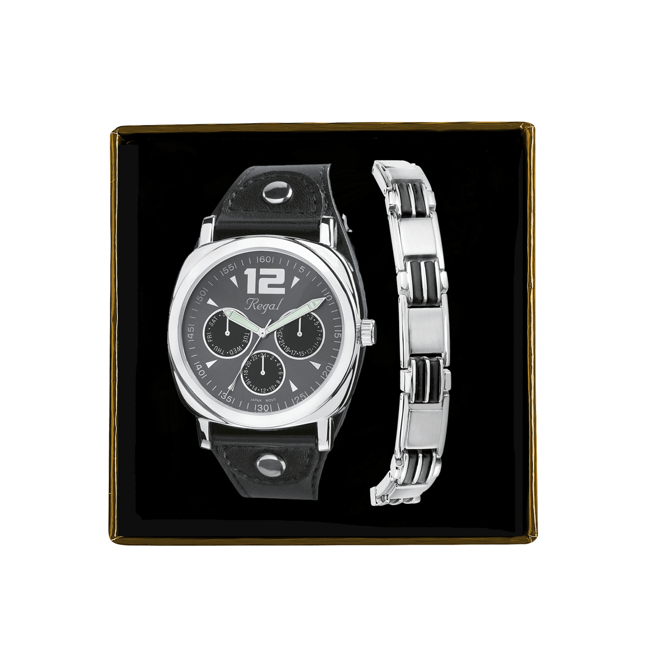 Gerecycleerd stainless steel set armband & regal horloge