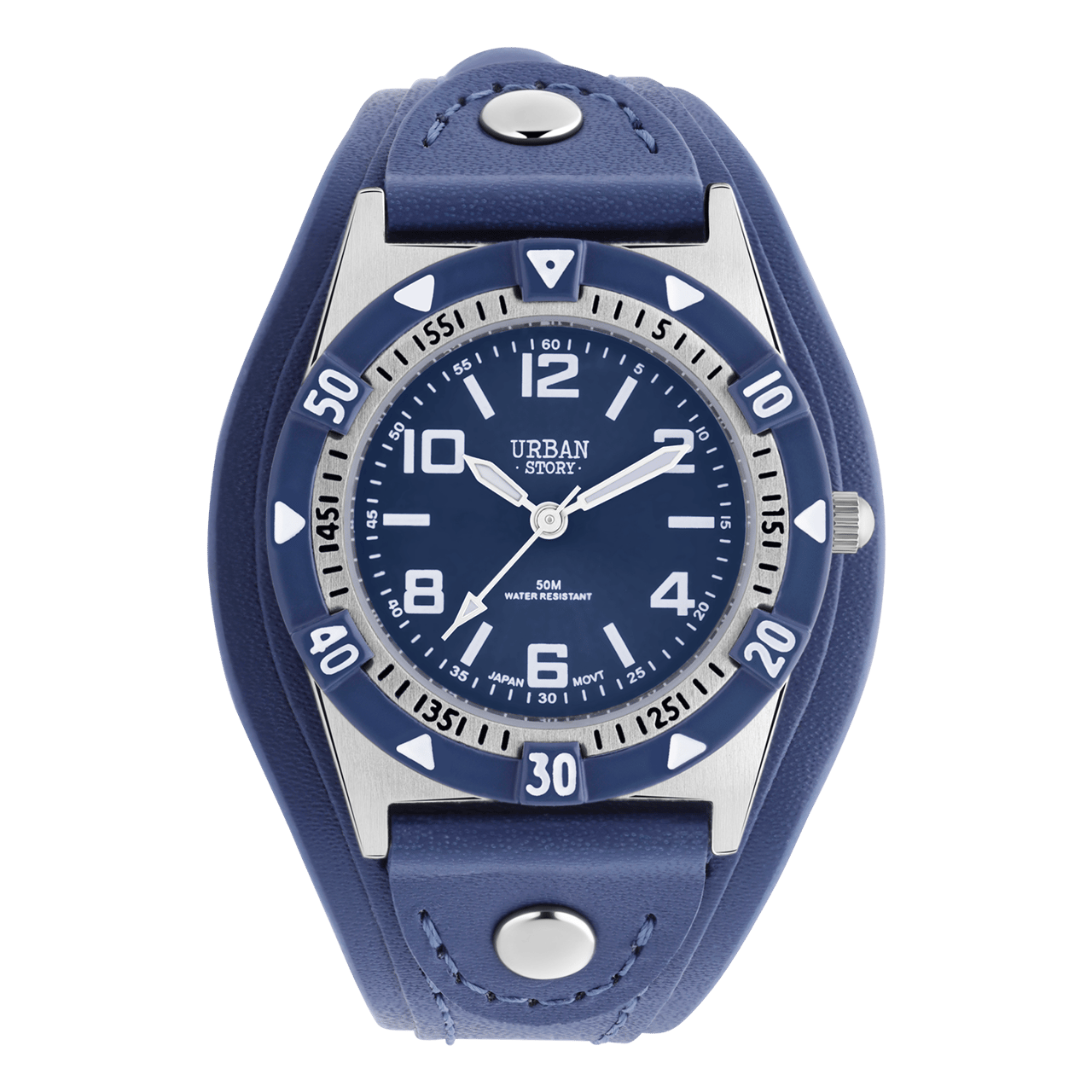 Urban Story Jongenshorloge met blauwe PU leren band