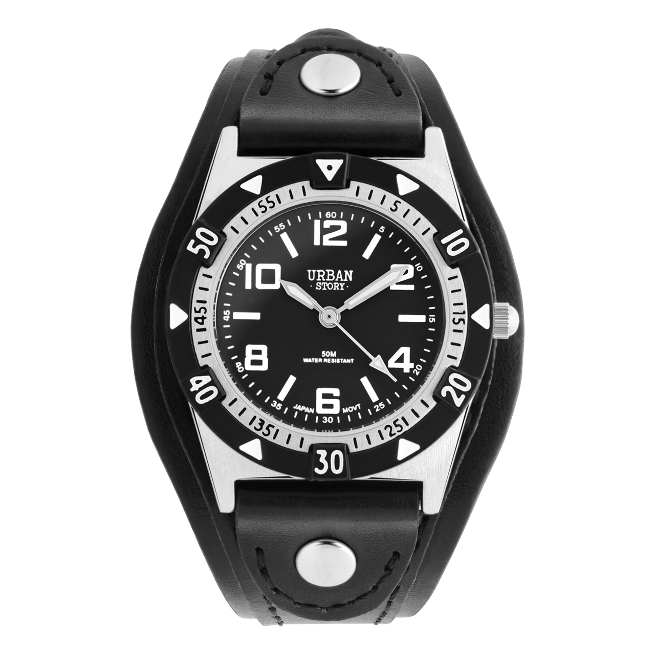 Armbanduhr für Jungen mit schwarzem PU-Lederarmband