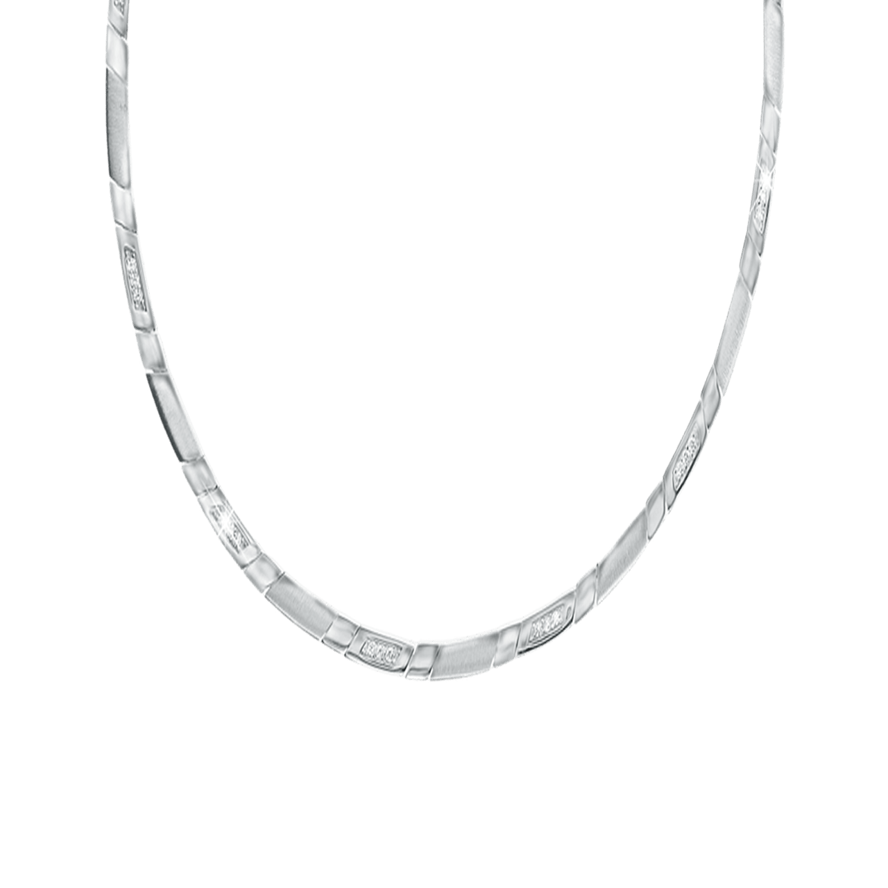 Silberkette, matt/glänzend, mit Zirkonia