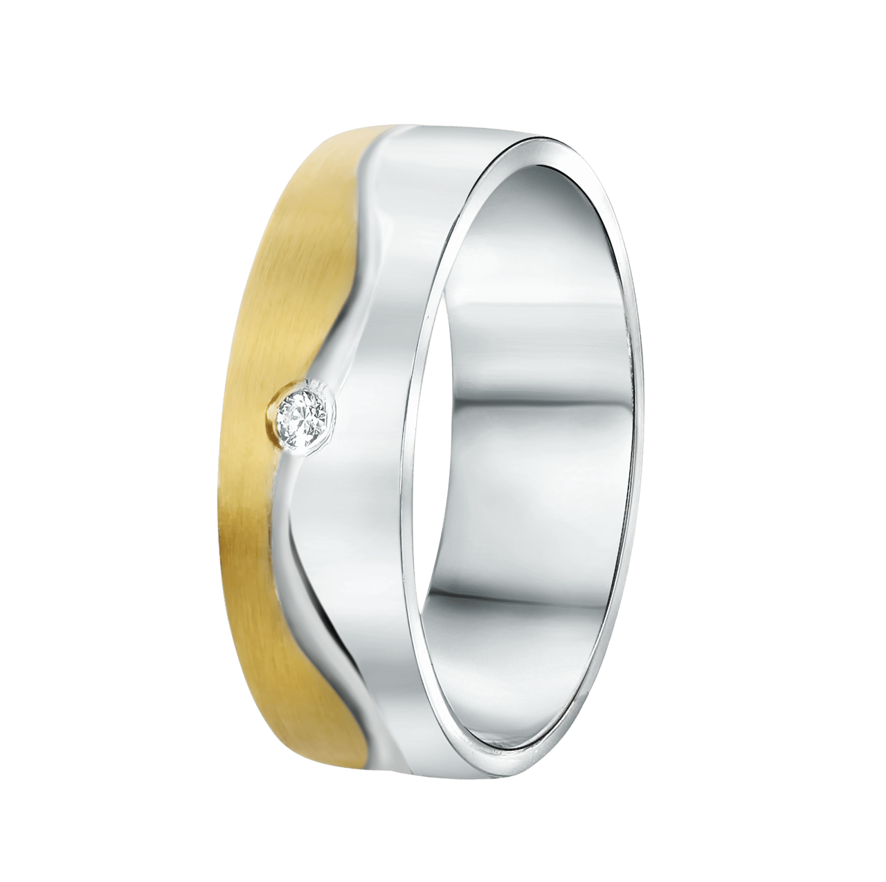 Zilveren goldplated liefdesring Lyon met zirkonia voor dames