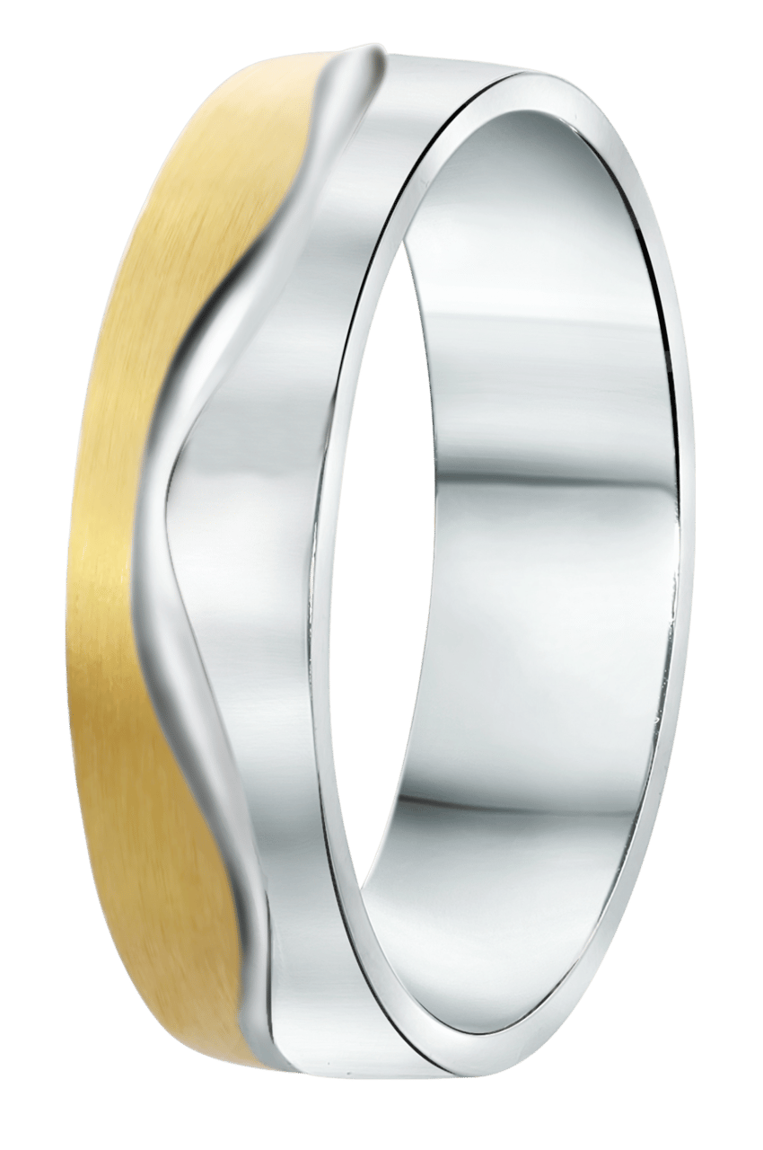 Zilveren goldplated herenvriendschapsring Lyon