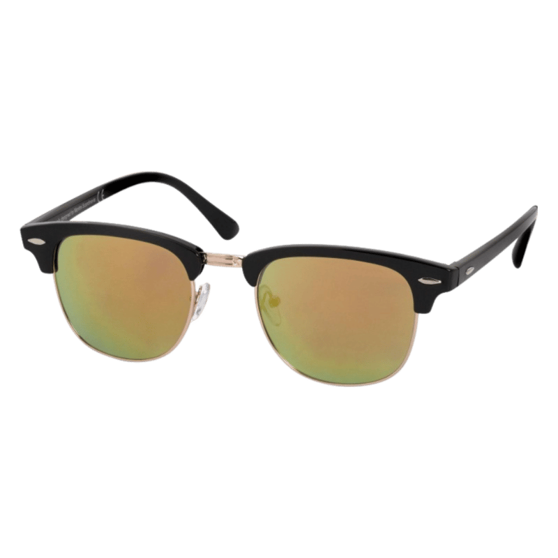 Schwarze Sonnenbrille mit goldfarbenen Akzenten