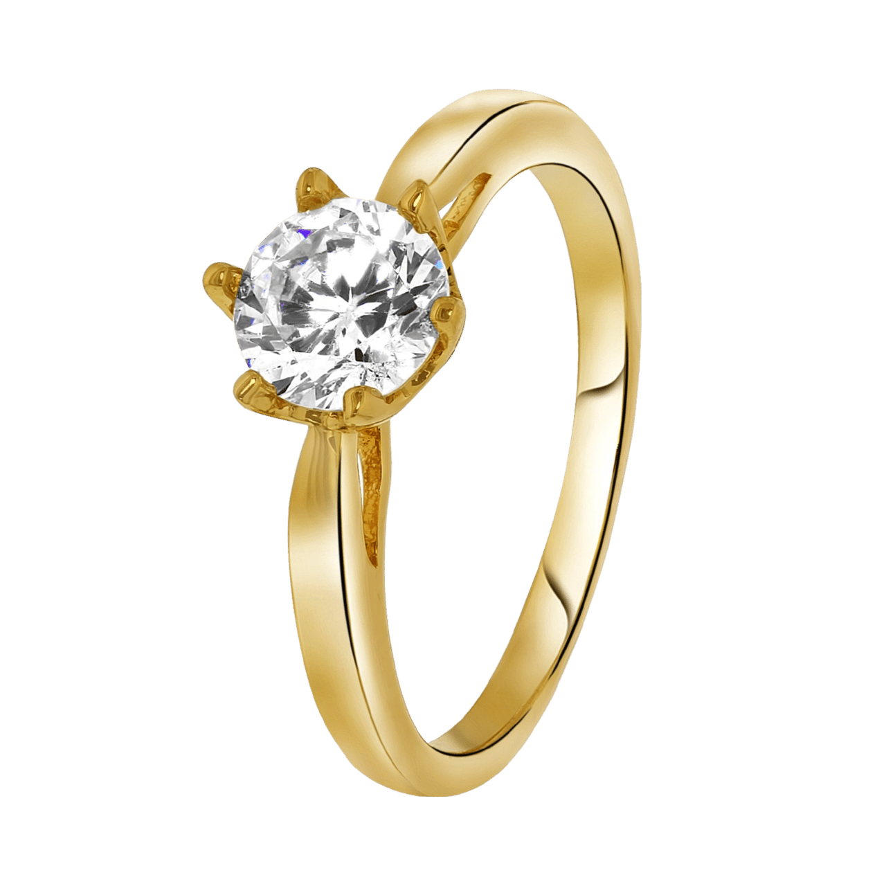 Goldplated ring met zirkonia voor dames