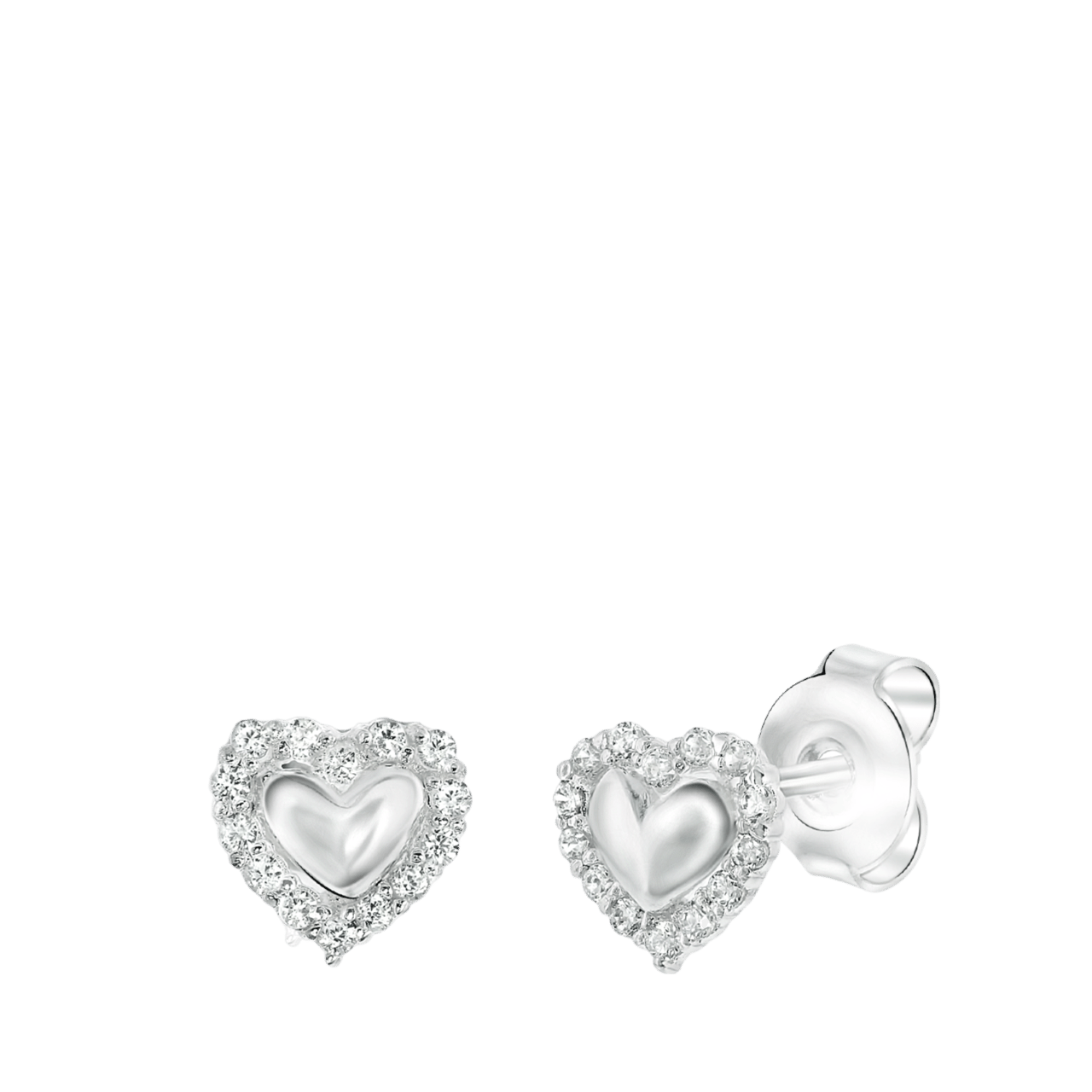 Ohrringe, 925 Silber, Herz mit Zirkonia