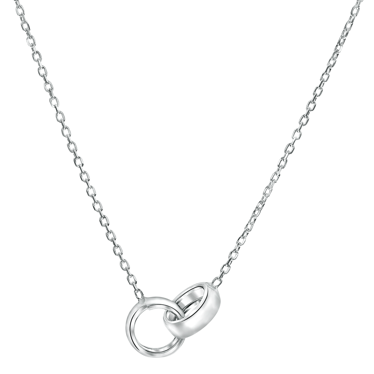 Gerecycled zilveren ketting met hanger dubbele ring voor dames