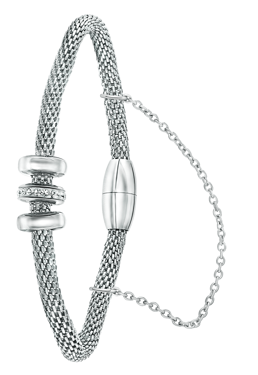 Gerecycled stainless steel armband mesh met kristal