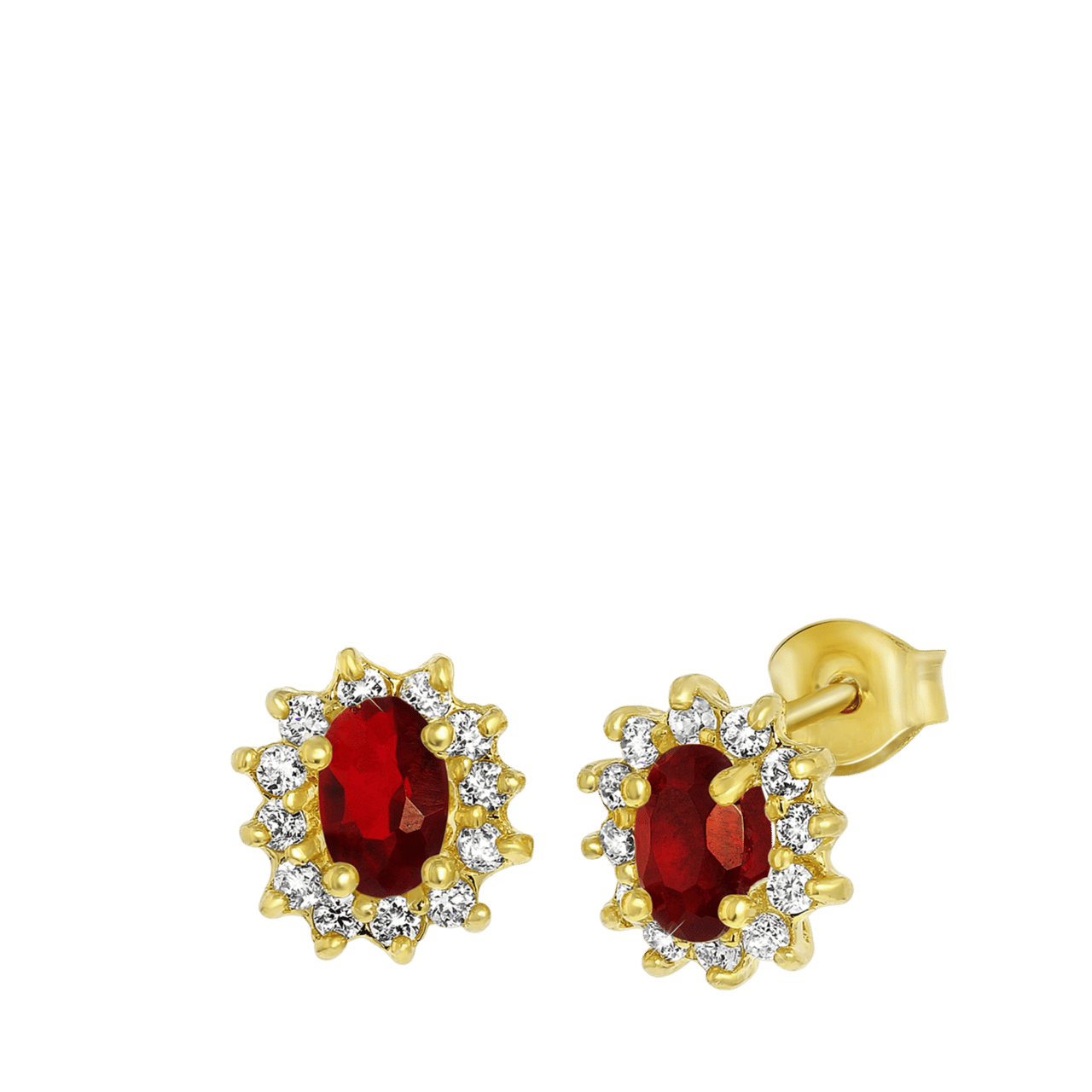 Goldplated oorbellen ruby met zirkonia
