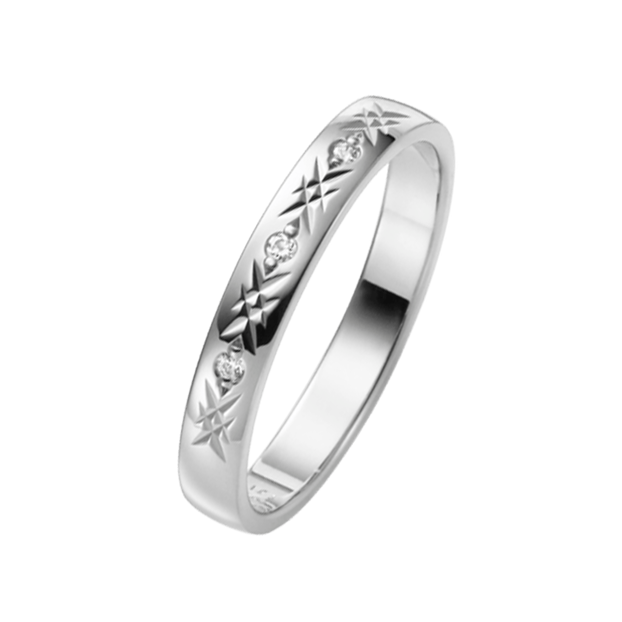 Trauring Akazie aus 14-karätigem Weißgold für Damen, H96W, mit Diamant