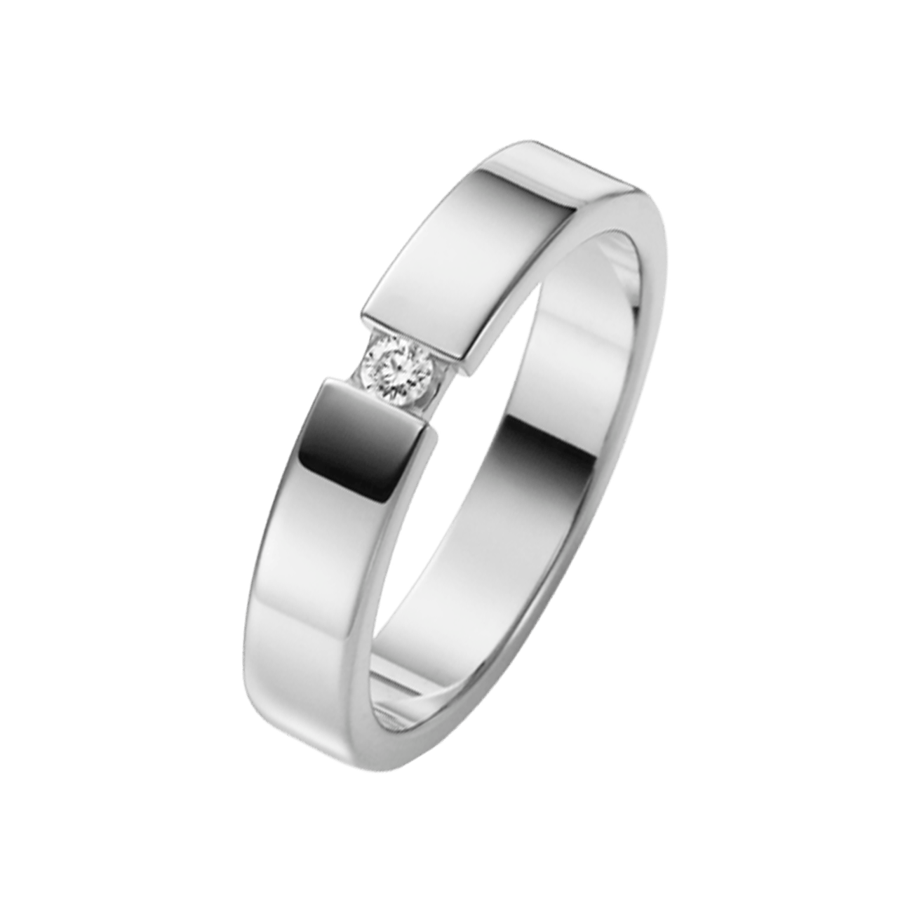Trauring Muscari aus 14-karätigem Weißgold für Damen, H99W, mit Diamant