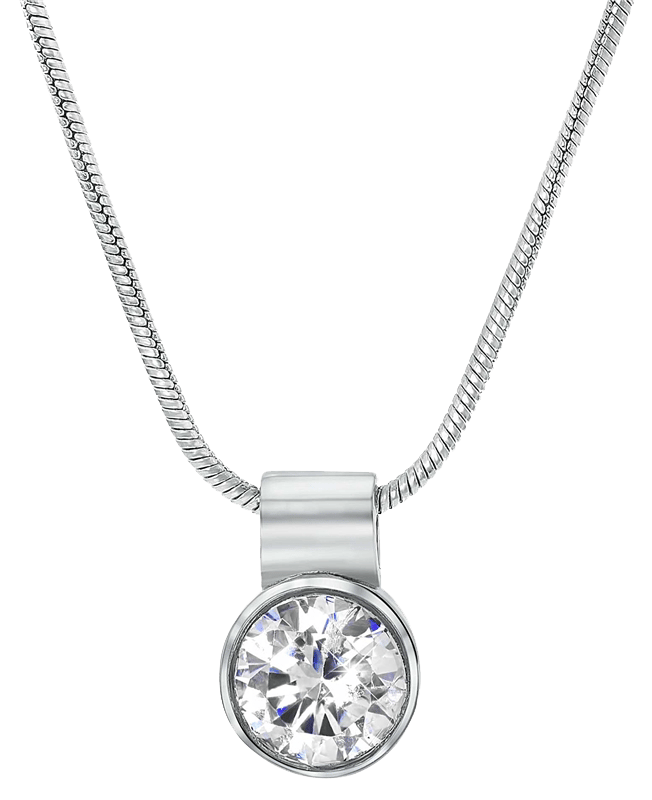 Gerecycleerd stainless steel ketting met witte zirkonia