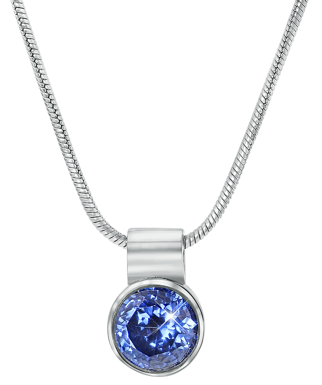 Stainless steel ketting met licht blauwe zirkonia
