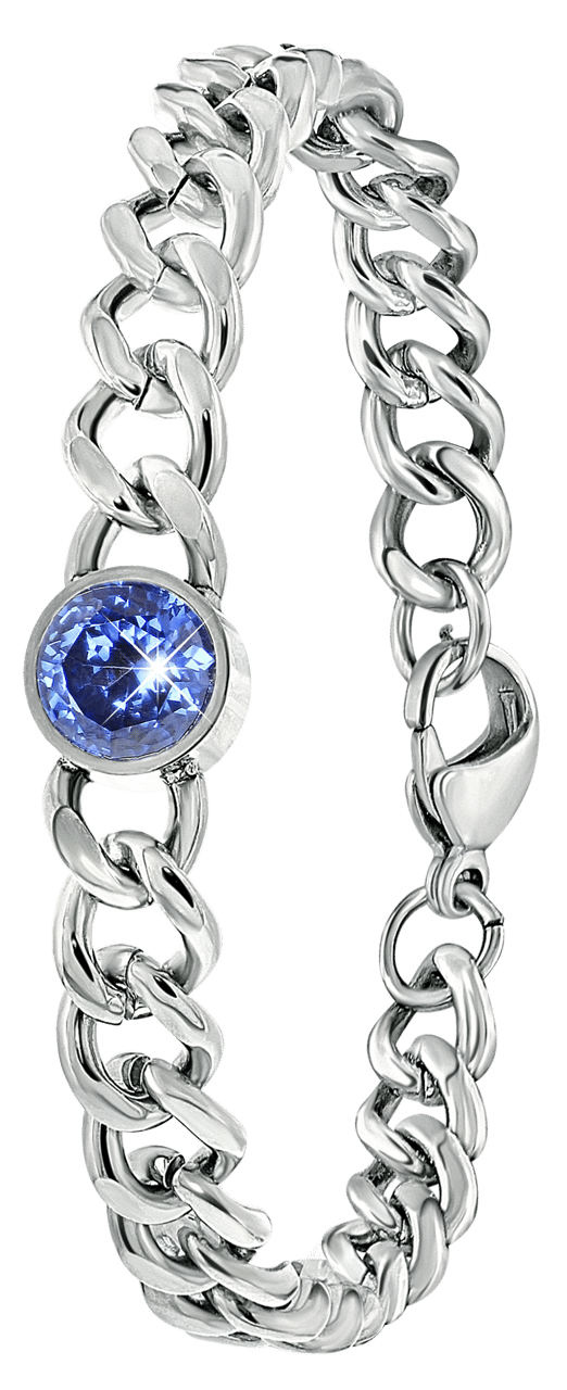 Gerecycleerd stalen armband met licht blauwe zirkonia