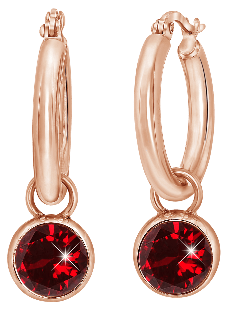 Stainless steel roséplated oorringen met hanger met zirkonia voor dames