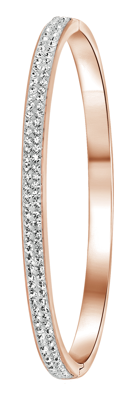 Gerecycleerd stainless steel armband roseplated wit kristal