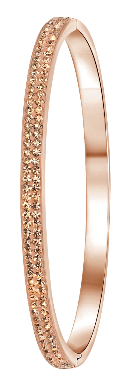 Stainless steel roséplated bangle met kristal voor dames