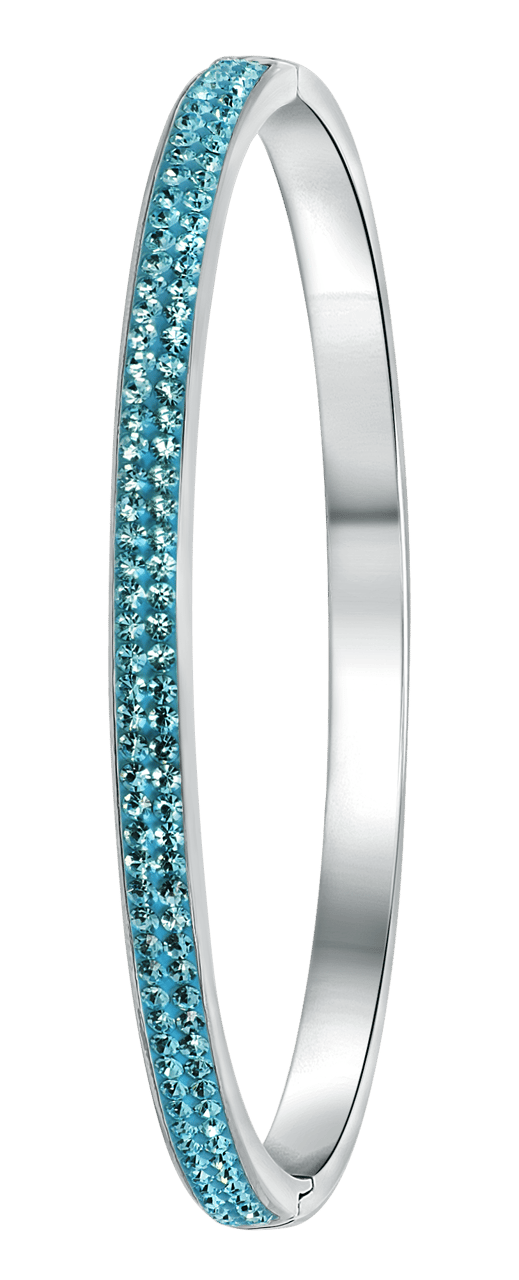 Gerecycled stainless steel armband blauw kristal