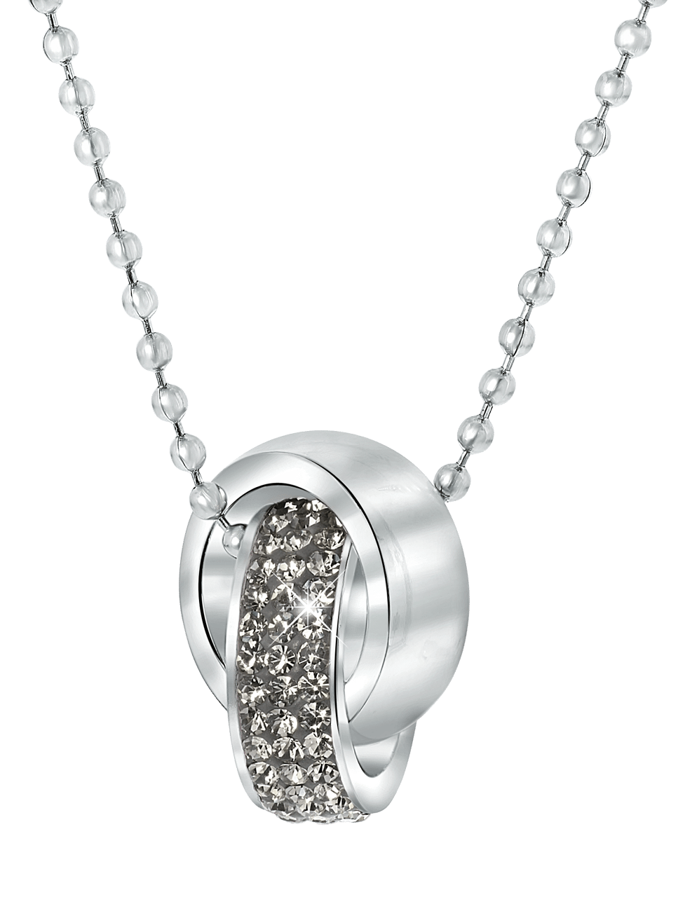 Gerecycleerd stainless steel ketting black diamond kristal