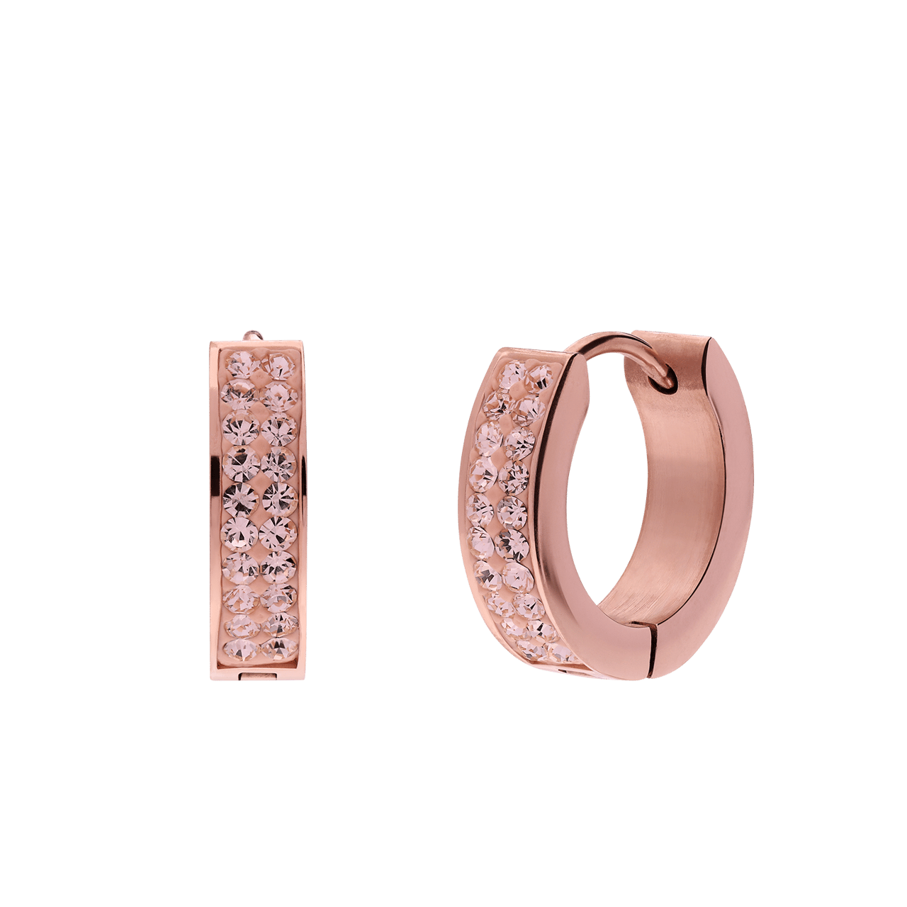 Colours by Kate gerecycled stainless steel roseplated oorringen light peach kristal voor dames