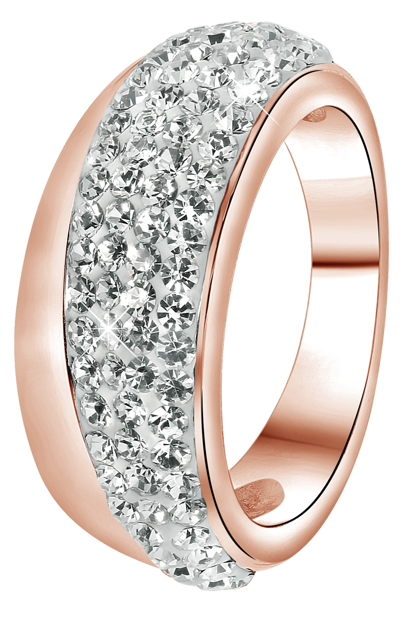 Gerecycleerd stainless steel ring roseplated wit kristal