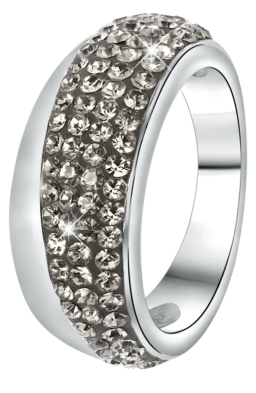 Gerecycleerd stalen ring black diamond kristal