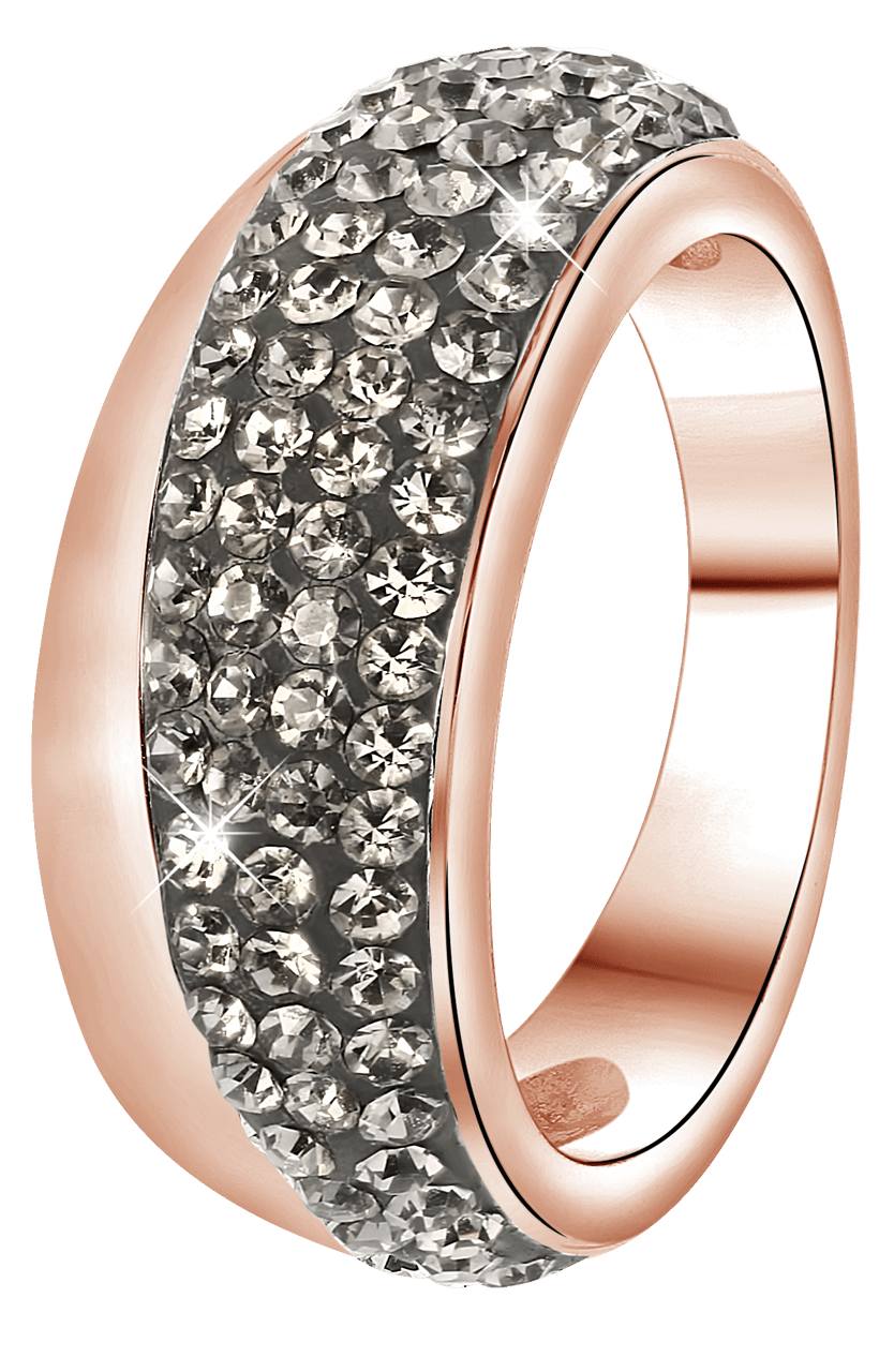 Stalen roséplated ring met kristal voor dames