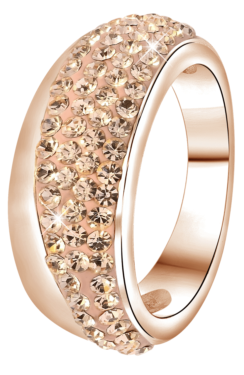 Gerecycleerd stainless steel ring roseplated light peach kristal