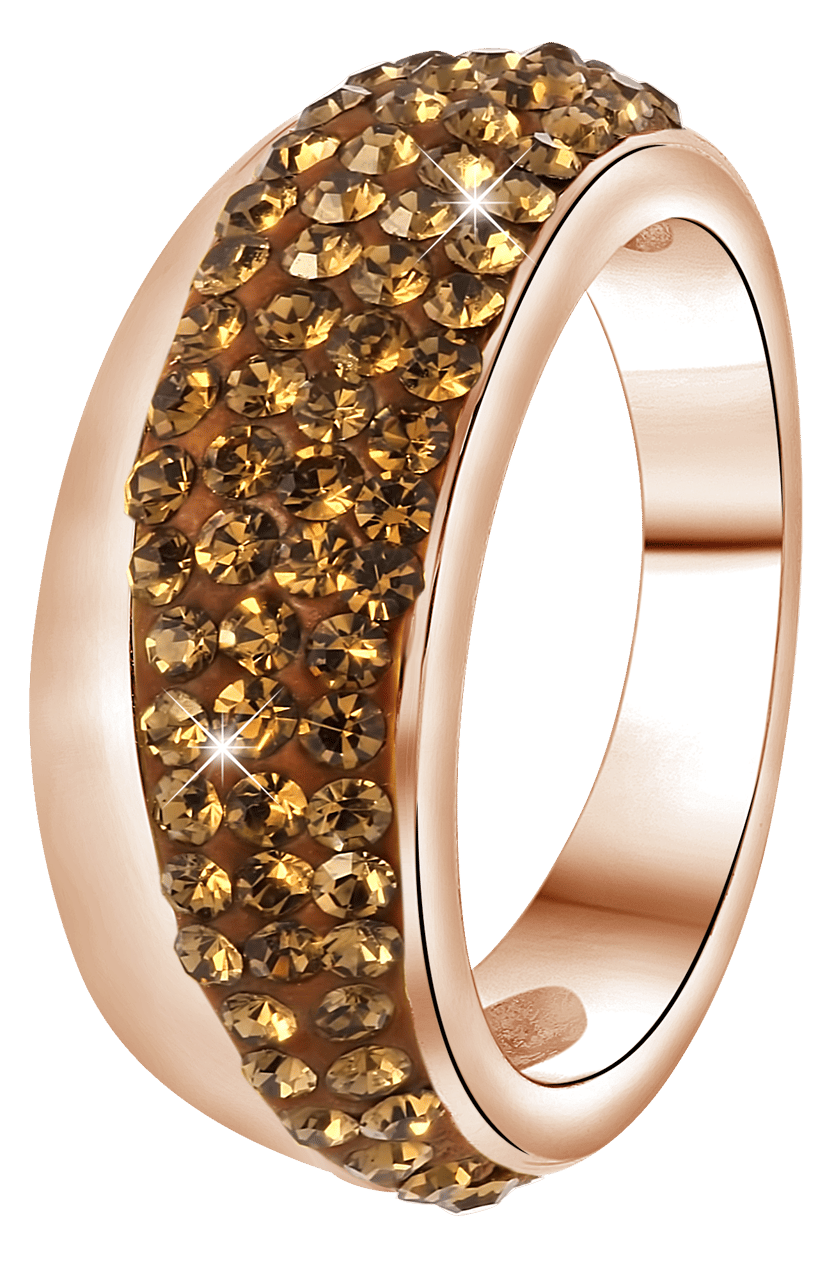 Gerecycleerd stainless steel ring roseplated smoked topaz kristal