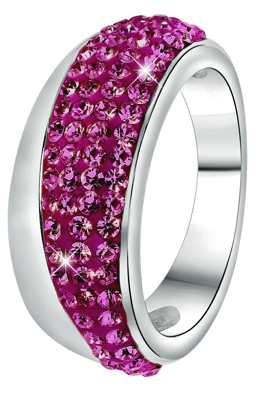 Gerecycleerd stainless steel ring amethyst kristal