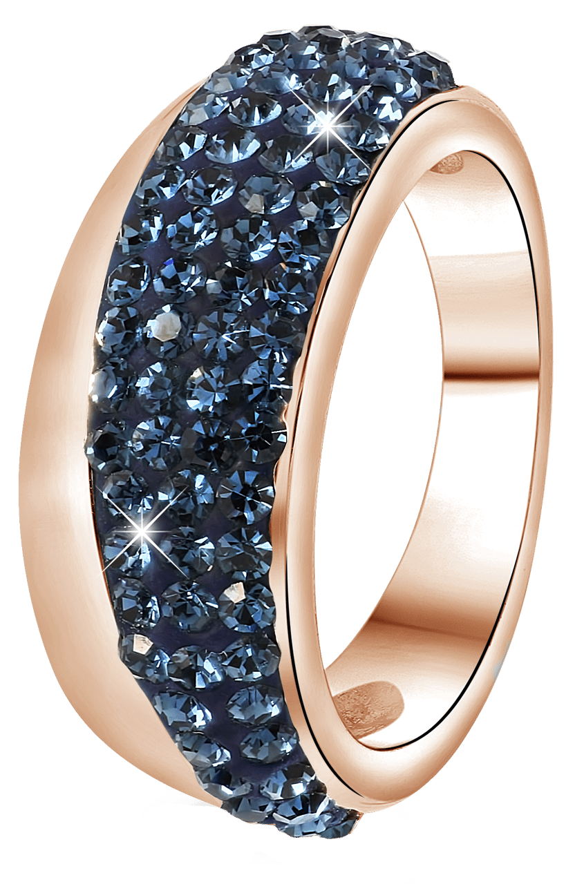 Gerecycleerd stalen ring roseplated montana kristal