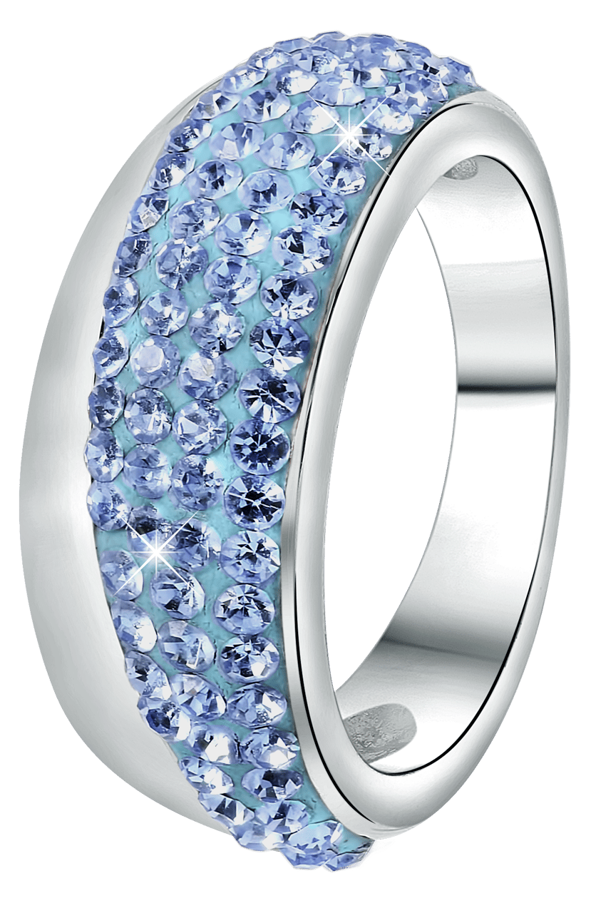 Edelstahlring Kristall helles Saphirblau