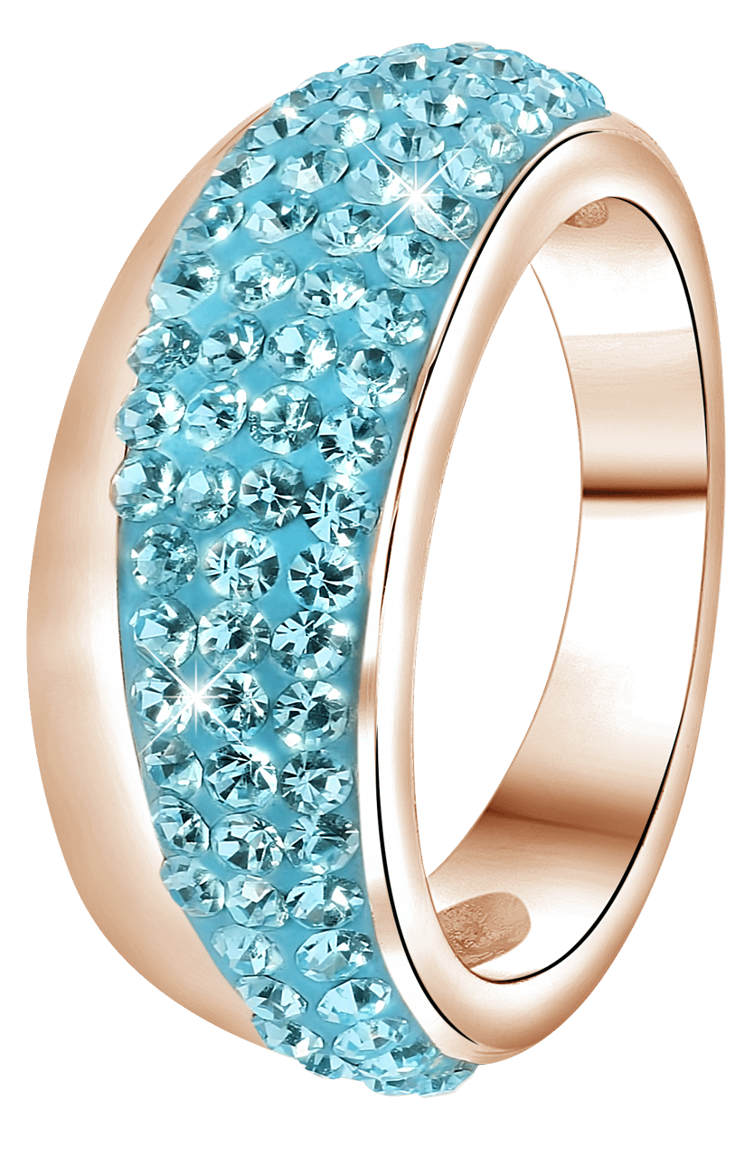 Gerecycleerd stainless steel ring roseplated aqua kristal