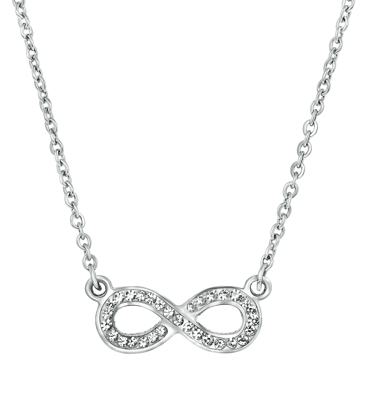 Gerecycled stainless steel ketting infinity met kristal