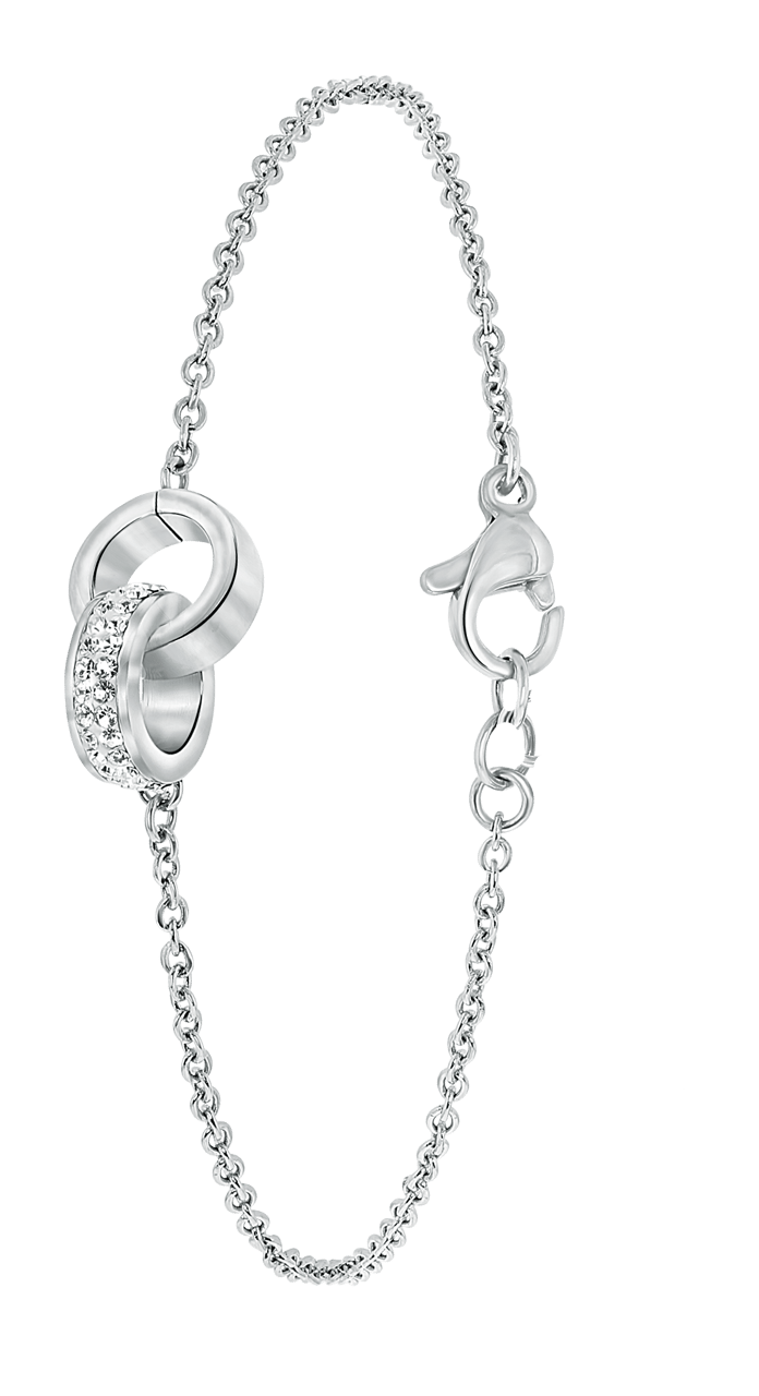 Gerecycled stainless steel armband ringen met kristal