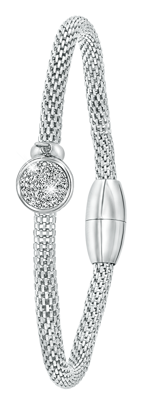 Gerecycleerd stalen armband mesh met kristal