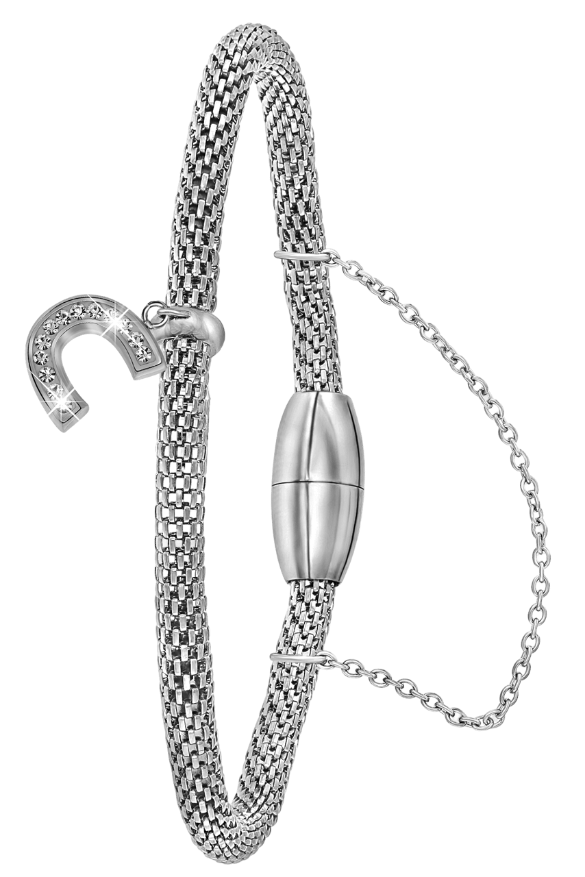 Gerecycleerd stalen armband mesh letter met kristal