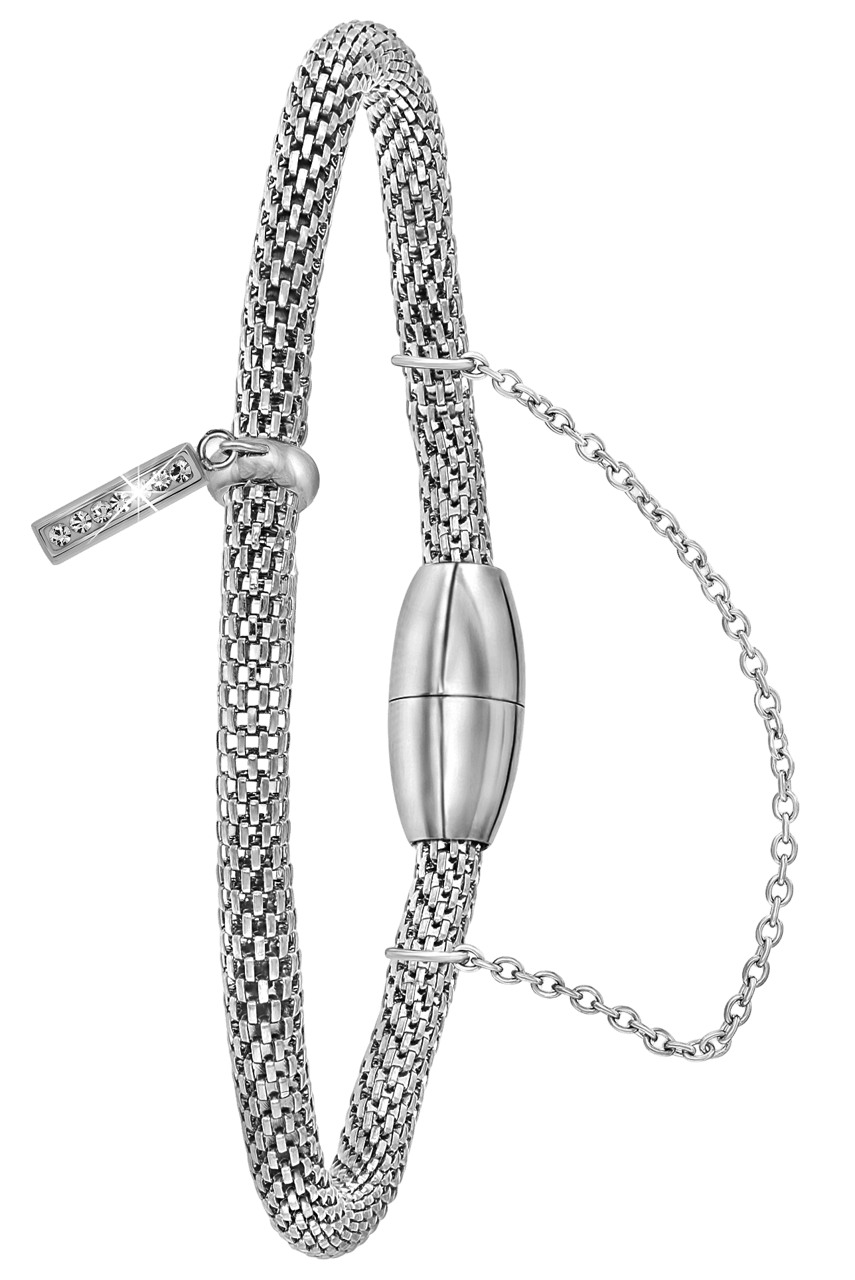 Gerecycleerd stainless steel armband mesh letter met kristal