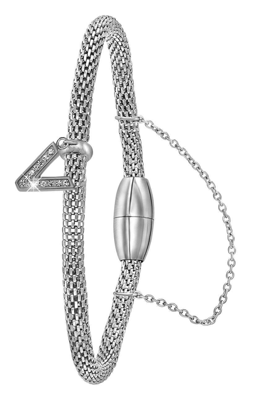 Gerecycleerd stainless steel armband mesh letter met kristal