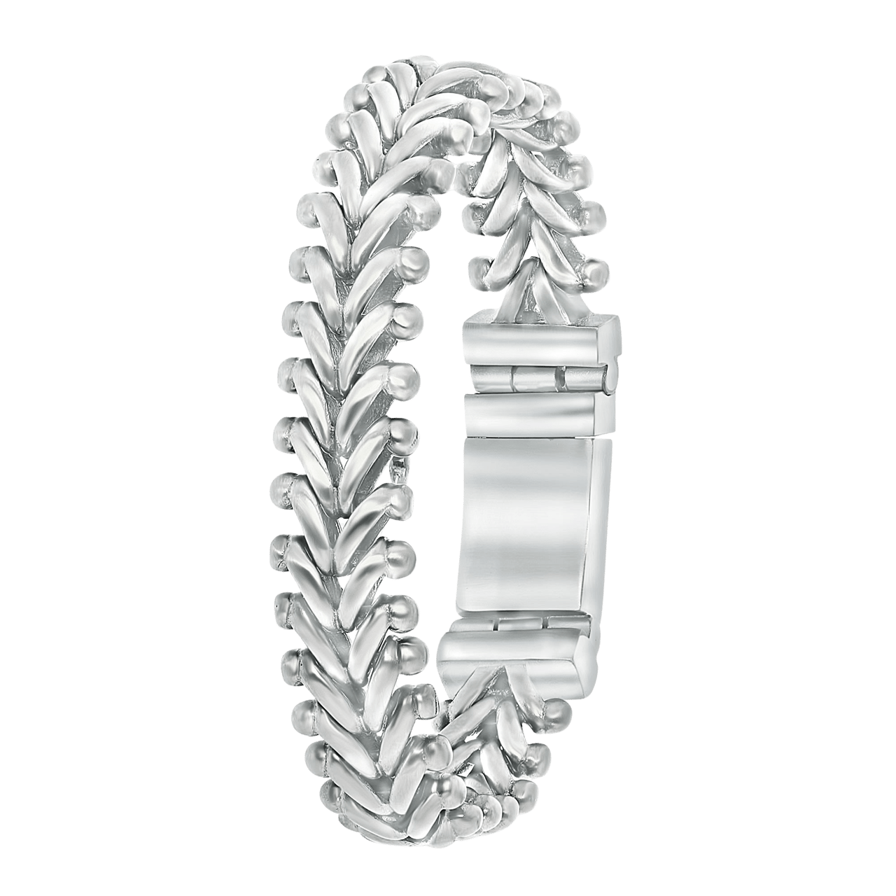 Stalen herenarmband mat met schakel