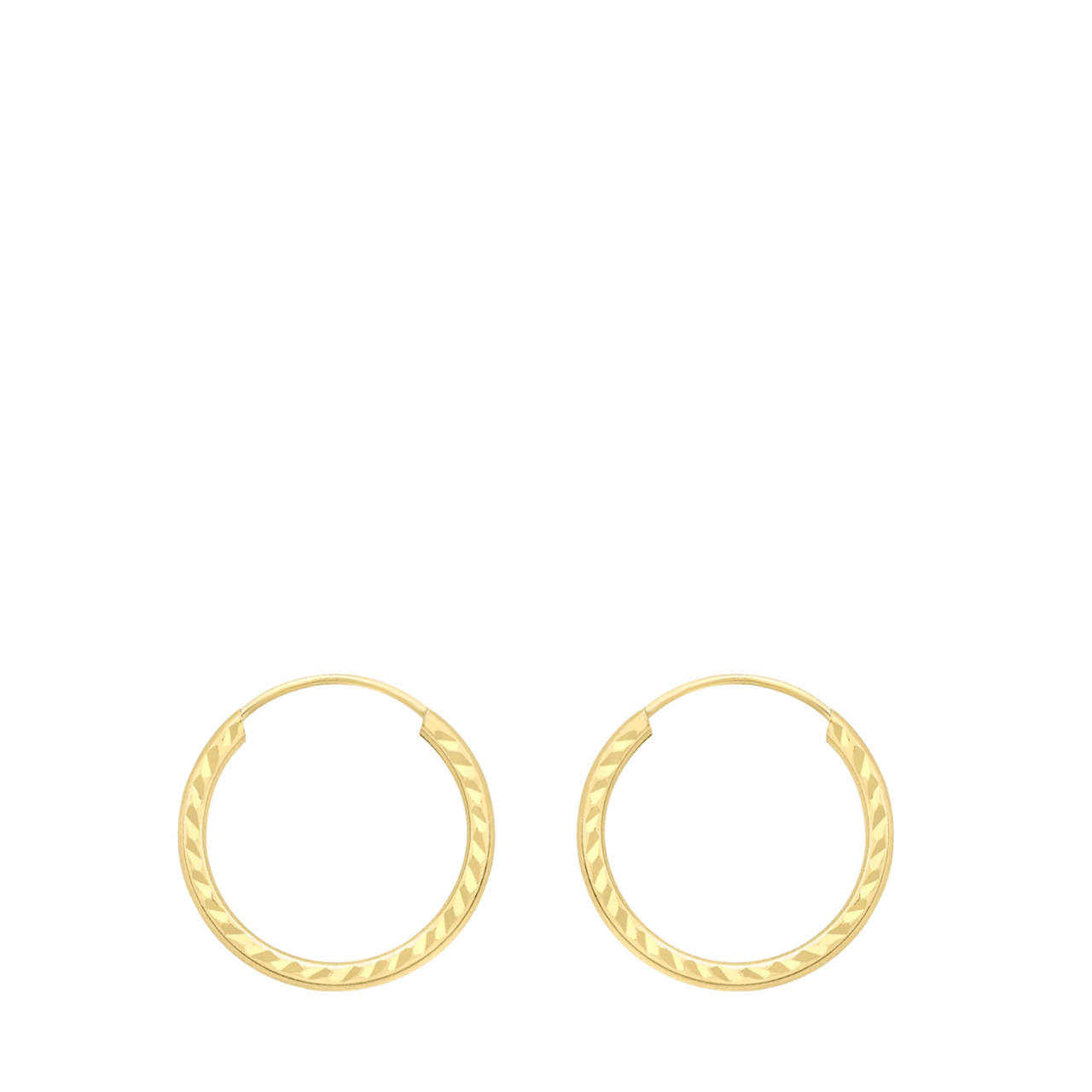 Ohrringe, 375 Gold, schön bearbeitet, 15 mm