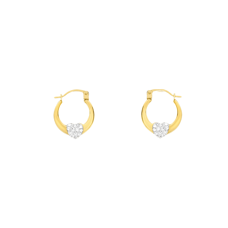 375 Gold Ohrringe, oval, mit Herz Kristall